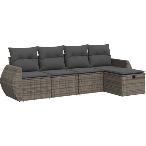 vidaXL Set Divano da Giardino 5 pz con Cuscini Grigio in (1/5)