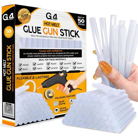 Lot de 50 bâtons de colle chaude  7 mm x 100 mm  Bâtons de colle pour pistolet à colle  Adhérence forte  Fusion rapide  Bâtons de colle transparente à chaud pour travaux manuels (1/5)