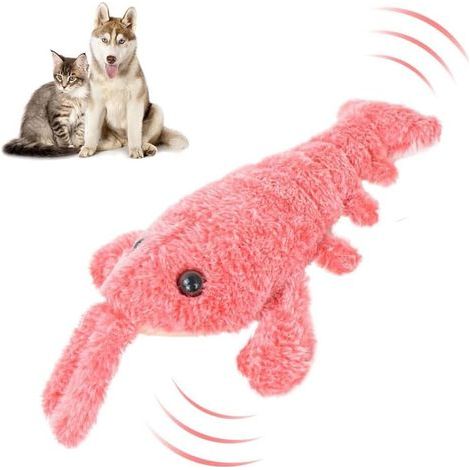 Jouet Interactif Homard Mobile pour Chien,USB Rechargeable Lavable Doux Homard Chat Jouet,Saut Mobile Jouet pour Animaux de Compagnie,Simulation Électrique Homard Jouet Interactif en Peluche (Rose) (1/5)