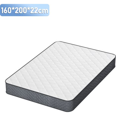 Jiubiaz 7-Zonen-Taschenfederkernmatratze 160x200 cm H3, 22 cm hoch, 2 cm Baumwollschicht, Weiß-Grau (1/5)