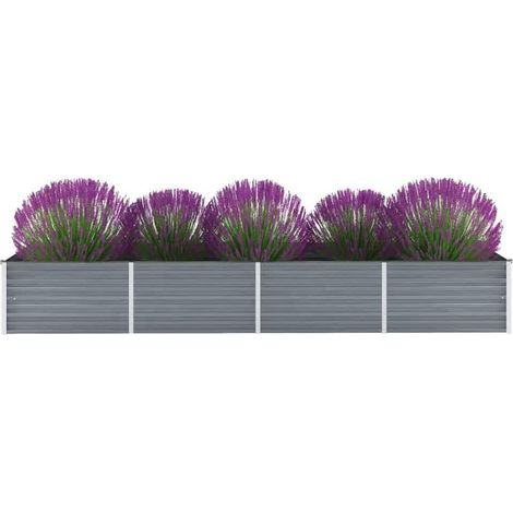 vidaXL Garten-Hochbeet Verzinkter Stahl 320x80x45 cm Grau