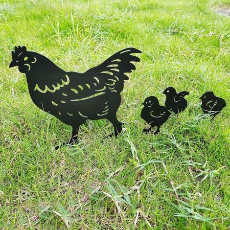 Deco Jardin Exterieur Metal, Poulet Yard Art Jardin Statues Métalliques Déco Décoration de Jardin pelouse Chemin Trottoir Jardin - Style rétro européen. (1/4)