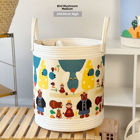 Cubo de almacenamiento creativo para juguetes infantiles, plegable, inodoro, para ropa sucia, cesta de almacenamiento para coche de estilo nórdico (Mushroom Bird 21L, ver nombre). (1/5)