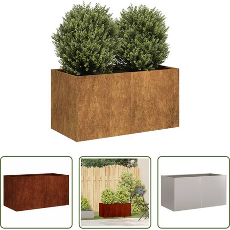 Bac à fleurs rouillé - Jardinière rouillé 80x40x40 cm acier inoxydable (1/5)