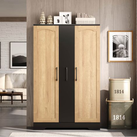 Buffet de cuisine 120x78x35 cm avec étagères réglables, rangements de porte et tiroir vertical, MDF - noir (1/5)