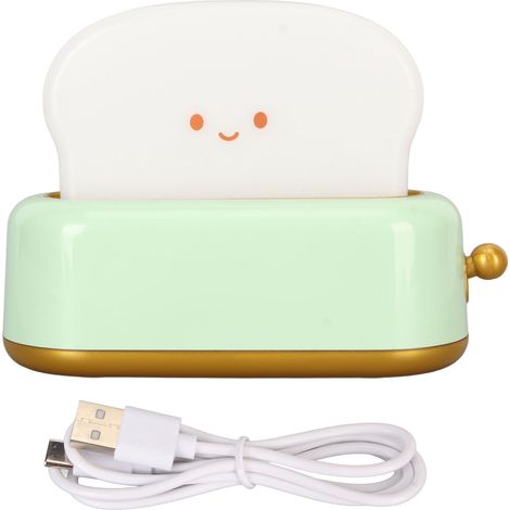 Lampe grille-pain en forme de pain, veilleuse rechargeable USB, lumière chaude réglable, lampe de bureau chambre verte (1/5)