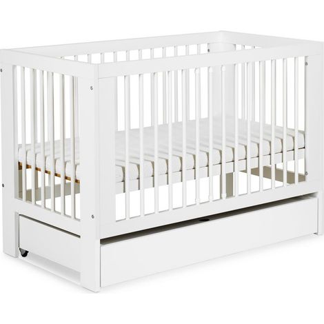 OLIVIA Lit bébé à barreaux 120x60 Blanc avec tiroir