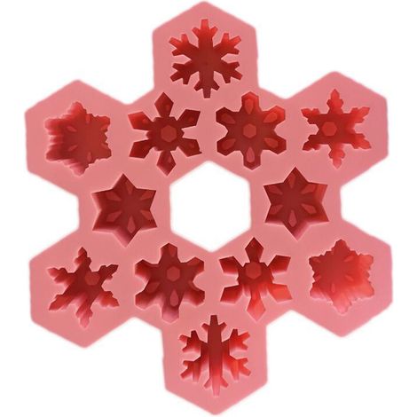 Moule à neige silicone 12 cavités fait maison pour gâteau pâtisserie pâte à sucre cupcake dessert rose (1/2)
