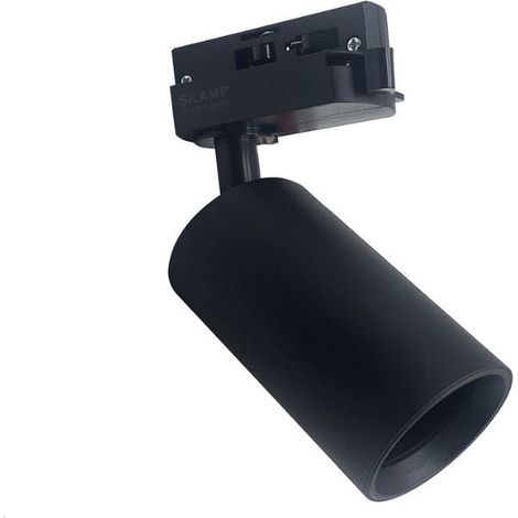 Silamp – Spot LED sur rail 80° monophasé noir – Compatible ampoule GU10 – Design métal élégant pour éclairage ciblé (1/5)