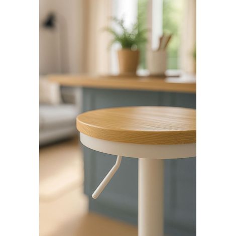 Taburetes Cocina - Taburete Vikin Asiento Madera - Blanco (1/5)