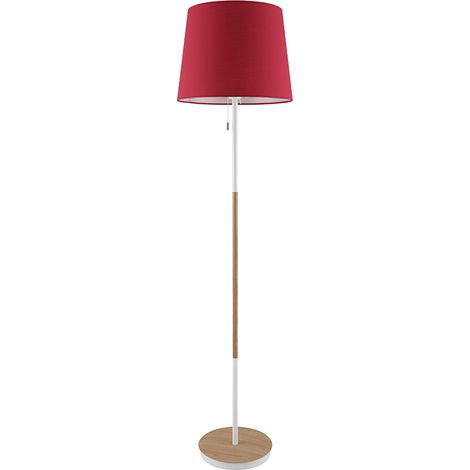 LAMPARA DE PIE MADERA ROJO E27
