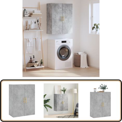 Wandschrank Betongrau 69,5x34x90 cm - Hängeschrank - Sideboard - Regal - Aufbewahrung - Möbel