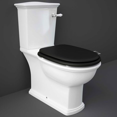 RAK Washington Close Coupled Toilet with Lever Cistern (inc Matt Black Wood Soft Close Seat) (1/4)