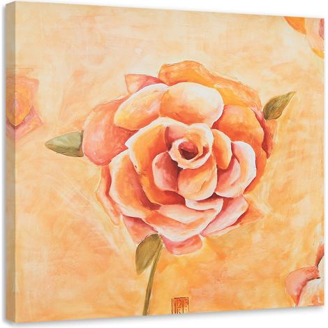 Tableau sur toile Roses orange Fleurs 30x30 (1/5)