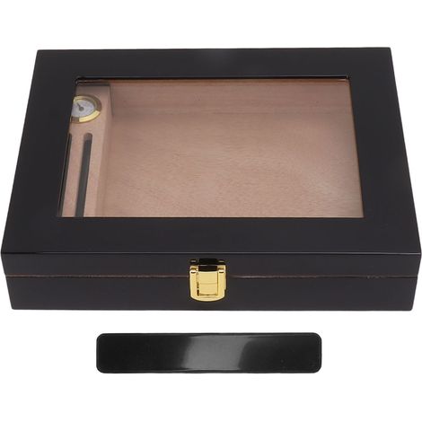 Étui à cigares portable avec fenêtre transparente, boîte à cigares mini équipée d'un hygromètre mécanique (1/5)