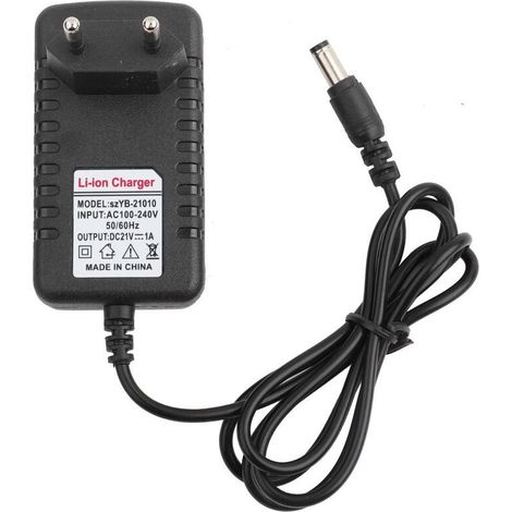 21V 1A Lithium-Ladegerät – Kupferkern – EU-Stecker – Kompatibel mit 5,5 x 2,5 mm Akkus – Flammhemmender Kunststoff (1/5)