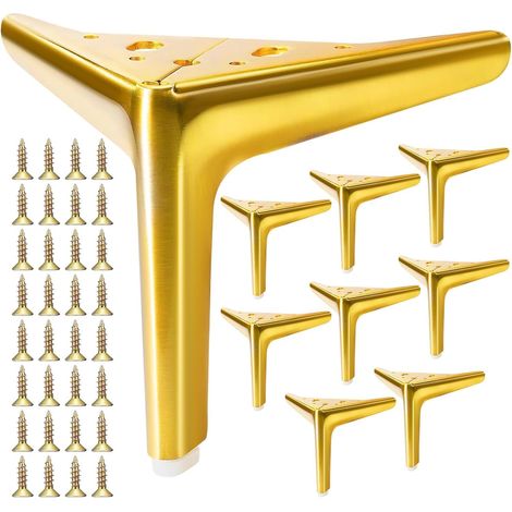 Pieds de meubles Lot de 8 Pieds de D'or Meubles Triangulaires,Processus de Polissage de GalvaNoëlastie,pour Armoire,Canapé,Table Basse,Meuble TV et Autres Meubles (18cm ) (1/5)