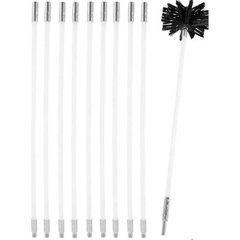 Kit de ramonage pour conduit de cheminée, outil de nettoyage de canalisation et de conduit d'évacuation des fumées inclus. (1/4)