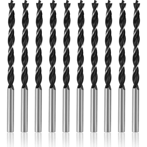 Set mit 10 4-mm-Holzbohrern, scharf, stabil und unzerbrechlich, professionelle Spiralbohrer mit Zentrierspitze, Zubehör inklusive, für Weich- und Hartholz.