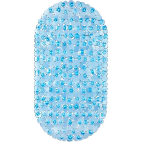 Badematte in Felsoptik, 66 x 36 cm, waschbar, rutschfest, mit Saugnapf, Blau (1/4)