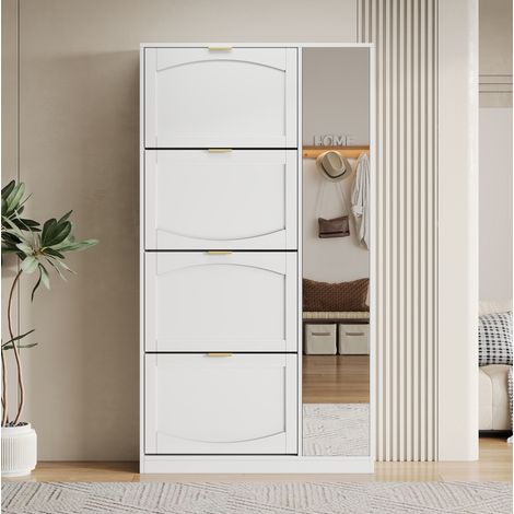MEUBLIV Zapatero 110 x 24 x 90 cm blanco – 4 abatibles (1/5)