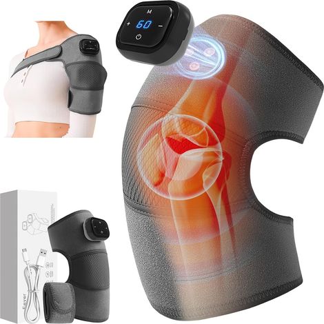 Massage Genoux, 3 in 1 Genouillère Chauffante Sans Fil pour Épaule Coude Genou, Genouillere Ligamentaire Genou avec 5 Niveaux de Chaleur et 3 Modes de Vibration pour l'arthrite Tension (1/5)