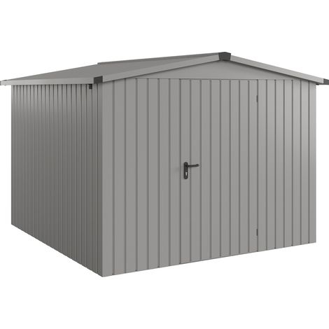 Hörmann Ecostar Metall-Gerätehaus "Euroline Trend" mit Satteldach ESD 10, graualuminium, 262 x 262 cm, 1-flüglige Tür