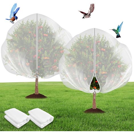 Filet de Protection Jardin 2 pièce Filets pour Jardin avec Cordon de Serrage et Fermeture éclair Maille Fine pour la Protection Arbre fruitier (1,8m×1,9m, Blanc) (1/5)