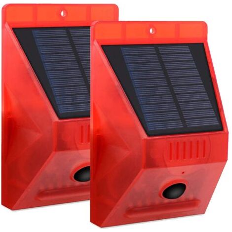 Lampe D'alarme Solaire, Alarme Sonore Lumière Stroboscopique Capteur de Mouvement Alarme de Sécurité Avertissement Clignotant, IP65 étanche, Quatre Modes