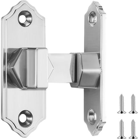 Verrou de porte de grange à 90 degrés, loquet de porte coulissante à angle droit pour clôture en bois, loquet de porte coulissante en alliage de zinc pour armoire, salle de bain, garage (1/5)