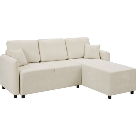 Canapé d'angle 3 places avec méridienne 144cm, canapé en tissu chenille beige clair, charge 150kg, adapté aux salons et studios. (1/5)