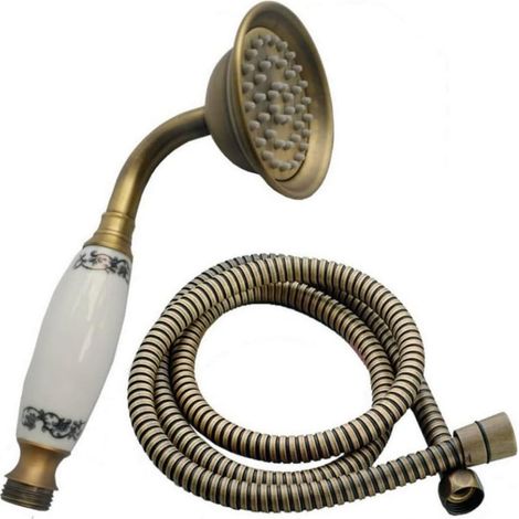 Retro-Duschkopf aus Kupfer, Handbrause, Badezimmerzubehör mit 1,5 m Schlauch, Badezimmerzubehör