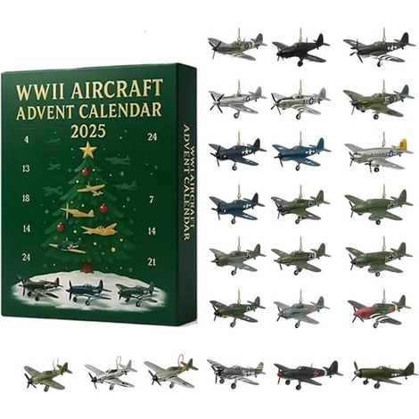 Calendrier de l’Avent 2025 avion de guerre 24 jours avec mini pendentifs chasseurs WWII (1/5)