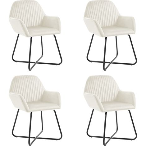 Esszimmerstühle 4 Stk. Creme Samt