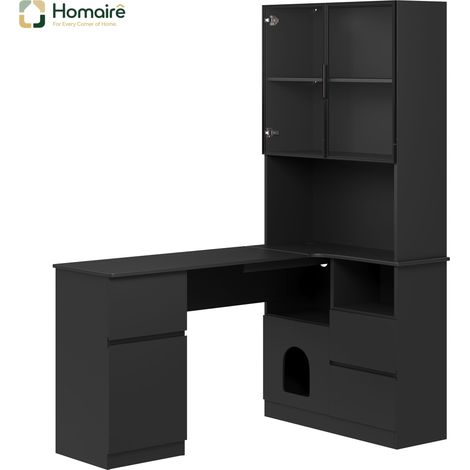 Mobilier de bureau noir avec rangement en mdf 120 x 80 x 180 cm HOMAIRE (1/5)