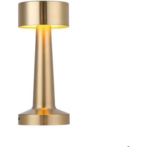 Lampe de Table LED Dorée Rechargeable Sans Fil, Intensité Variable, Design Moderne, Idéale Chevet, Bureau, Salon & Extérieur (1/5)