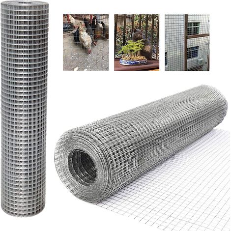 915mm��15m Welded Wire Mesh Vegetables Garden Fruits Plants Animals Fencing 25mm Square Mesh Hardware Cloth 0.9mm Thickness Anti-rust Mesh Hot-dipped Galvanized Welded Wire Net (1/5)