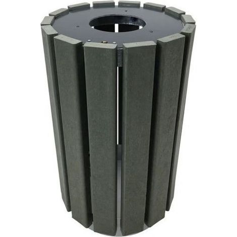 Poubelle Ronde à Fente Extérieur 90L Escapade Gris Hauteur 77cm - A398107 (1/2)