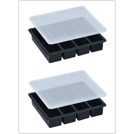 Grand récipient de congélation double en silicone avec couvercle, adapté au whisky.