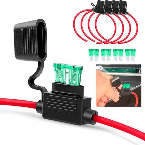 2er-Pack wasserdichte 12V/30A-Sicherungshalter mit 30 cm Kabel, kompatibel mit ATO/ATC-Sicherungen für Auto und Boot (1/5)
