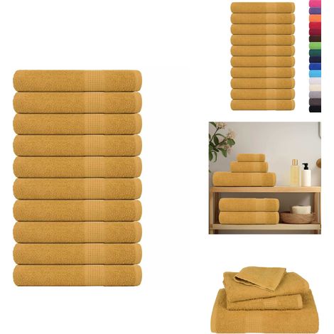 Serviettes de sauna 10 pcs doré 80x200 cm 360 g/m² 100% coton - Serviette De Sauna - Serviettes De Sauna - Serviette - Serviette Avec Boucle De Suspension (1/5)