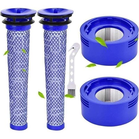Filtre V8 Pour Dyson 2 Pièces V7 V8 Pré-Filtre Et Filtre Moteur Pour Dyson V8 V7 Animal Plus Extra Absolute Fluffy Aspirateur À Batterie Motorhead Ensemble De Filtres Hepa Avec Brosse (1/4)