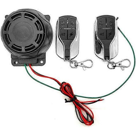 Sistema de alarma antirrobo para motocicleta con sirena de seguridad, doble control remoto y bocinas de advertencia sonoras, 12 V, universal para vehículos. (1/5)