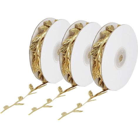 3 rouleaux de guirlande de feuilles artificielles dorées pour bricolage, décoration de mariage et autres activités manuelles (maternelle). (1/5)