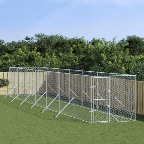 Outdoor Dog Kennel Silver 2x14x2 m Galvanised Steel vidaXL