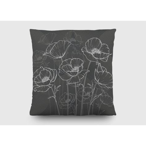 Coussin a motif a fleurs noir- 45 cm x 45 cm (1/5)