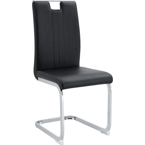 Set di 4 sedie da pranzo nere in PU con struttura metallica e design moderno (1/5)