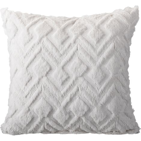 Lot de 2 housses de coussin, velours laine doux, fermeture éclair cachée, 45x45 cm, crème beige, salon chambre (1/5)