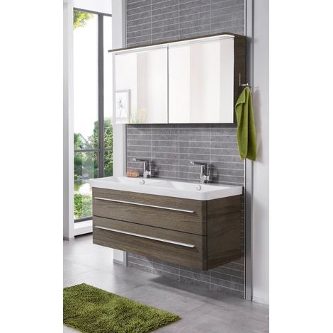 Lanzet K8 Badmöbel Set 3-teilig, 120cm, Dunkelbraun, mit Spiegelschrank"-"06387145 (1/5)