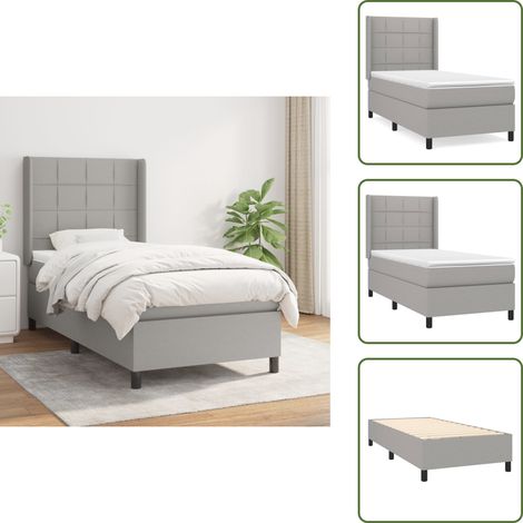 Cama con cabecero ajustable - vidaXL Cama box spring con colchón tela gris claro 100x200 cm - Colchón de espuma